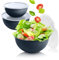 EDANTI Salatschüssel Set groß mit Deckel 3 Schalen 2-5L Kunststoff Schüsselset Servierschalen ideal zum Mischen und Servieren Schale (Dunkelgrau)