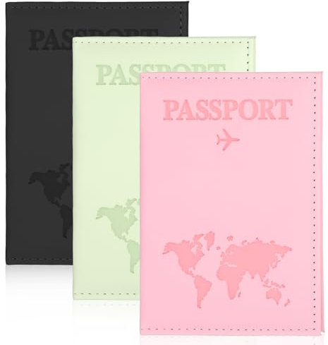 BOHUIZ 3 Stück Reisepasshülle, PU Leather Passport Hülle, Reisepasshüllen Personalisiert, Passport Cover, Passhülle Reisepass, Hülle Reisepass für Kreditkarten, Ausweis und Reisedokumente