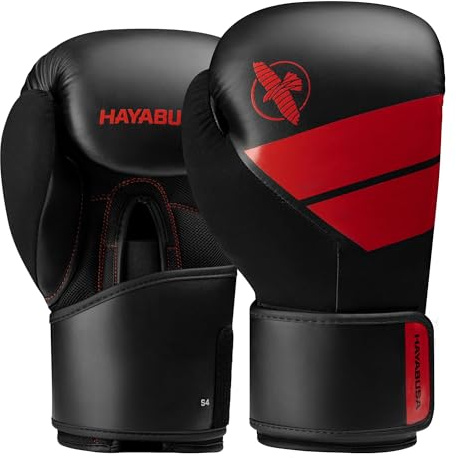 Hayabusa S4 Boxhandschuhe für Damen und Herren, Schwarz/Rot, 400 ml