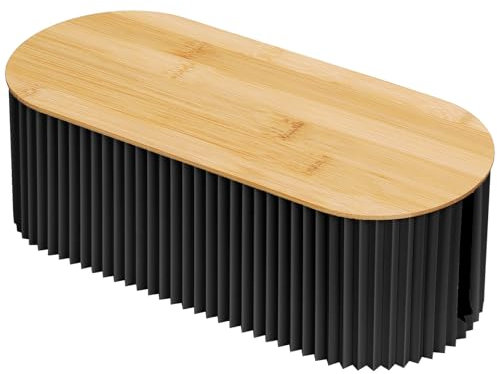 CRROEL Cable Management Box,Cable Tidy Box for Desk TV Computer USB Hub System to Cover and Hide & Power Strips & Cords,Cord Organize Box with Bamboo lid