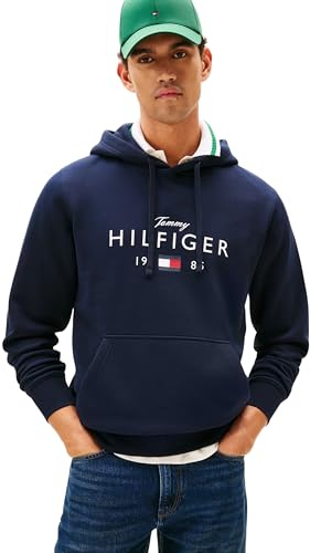 Tommy Hilfiger Sudadera Hombre Brand Love con Logotipo, Azul (Desert Sky), S