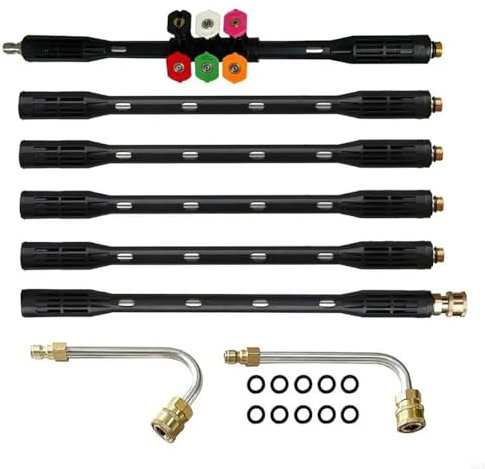 NEWFUN Lanza Extensión para Hidrolimpiadora, Lanza Pulverizadora de 4000 PSI con Conexión Rápida de 1/4 Pulgada, Accesorio limpiador de Canalones, Varilla Curvada, Conexión Rápida de 6,35 mm