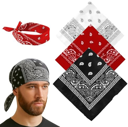 afhgdjr 3 Pièces Bandanas Paisley, Bandana Coton, Foulard Cheveux Paisley Bandeau,Multicolore Bandana, Unisexe, Adapté à la Tête, au Cou et à D'autres Accessoires de Mod