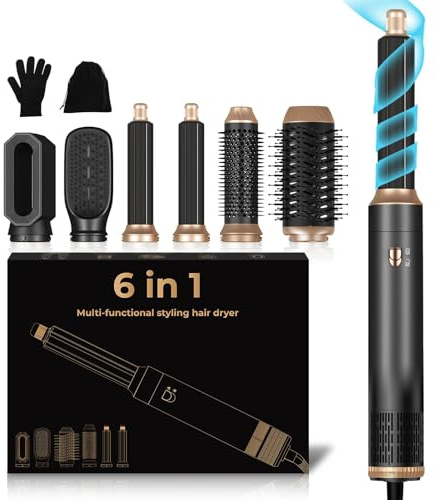 UKLISS Set di styler per capelli 6 in 1 – Pro Styler con spazzola rotonda, Air Curler, spazzola ad aria calda, spazzola per asciugacapelli, spazzola lisciante | per ricci, volume, lisciare