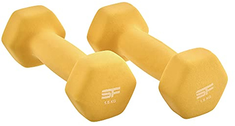 Structure Fitness ® Neoprene Hand Weights Dumbbell Set Iron with Anti-Slip Grip,Hex Edges,Water-Resistant Surface & Workout Poster-Weight Set for Home, Gym & Fitness (1.5kg X 2 = 3kg, Coral)