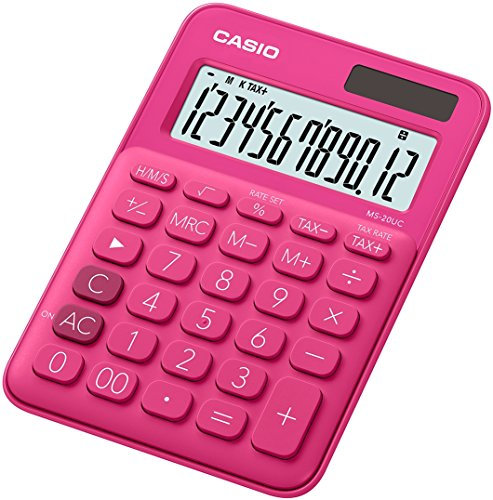 Casio MS-7UC - Calculadora (Escritorio, Pantalla de calculadora, 10 dígitos, 1 líneas, Batería, Rojo)