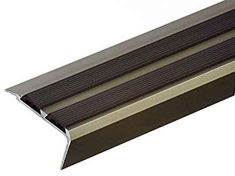 Cezar Pack of 15pcs Aluminium Stair Nosing 35mm x 20mm - Champagne - Anti-Slip Insert 0.9m Length TMW Profiles (Champagne)
