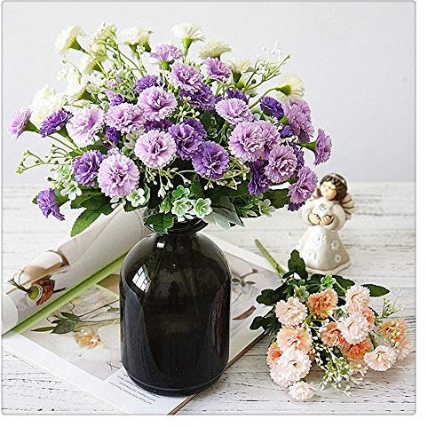 Lmy0624 Flores De Color Lila Artificiales Otoño Blanco Pequeño Ramo De Flores Falsas De Seda Decoración para El Hogar Fiesta De Navidad Decoración De La Boda 30cm