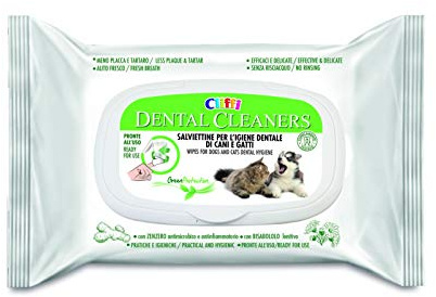 Cliffi Dental Cleaners Salviettine per l'igiene Dentale di Cani e Gatti 20 Pezzi