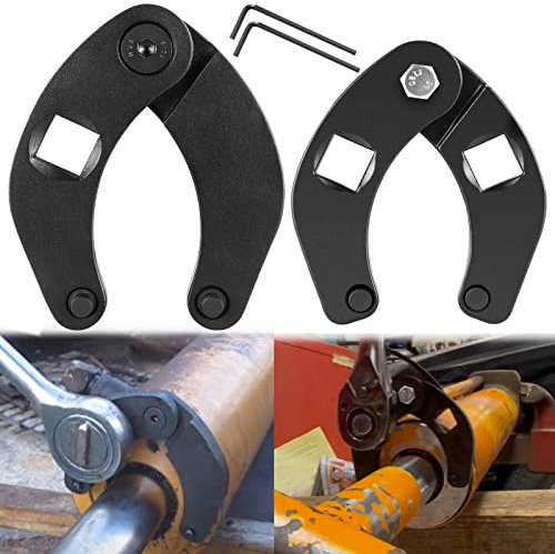 E-cowlboy 1266 verstellbarer Stopfbuchsenschlüssel & 7463 kleiner verstellbarer Stopfbuchsenschlüssel Universal für Hydraulikzylinder der meisten Land- und Baumaschinen