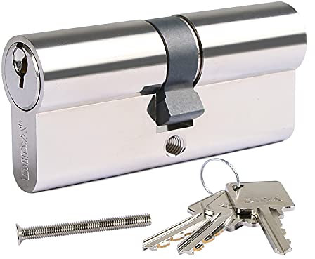 DIDA® 80mm(40/40) Euro Cylinder Lock,UPVC Door Lock Barrel with 3 Keys,High Security,Anti-Pick Anti-Bump Anti-Drill,Polished Nickel Finish,Suitable for All Door Types,BS EN 1303:2005