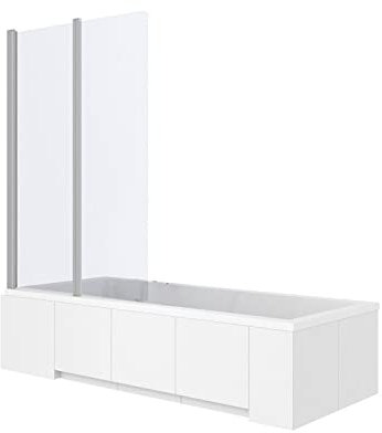 VBChome Faltwand Duschwand 80 x 140cm Chrom Duschabtrennung Spritzschutz Badewannenaufsatz Faltwand für Badewanne