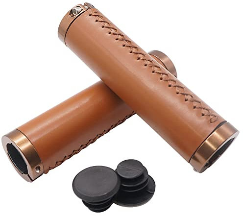 BBxunsless - Styrgrepp för cykelstyre, 130 x 22,2 mm, halkfria PVC-styrgrepp med mikrofiberläder, ergonomiska, handsydda, avslappnad retrostil, dubbelstängande styrgrepp för MTB och