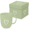 PPD Kaffeetasse Herz Grün Matt 350ml Teetasse Cappuccinotasse Kaffee-Tasse Porzellantasse Henkeltasse Porzellan-Tasse Tee-Tasse Bone China Porzellan