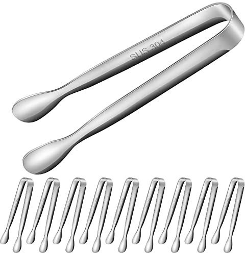 Homgaty 10 Pcs Pince a Sucre, Pince à Glaçons en Acier Inoxydable 304, Pince Bonbon Multifonction pour Candy Bar Glace Sucre Biscuit Buffet Grill Bar Cuisine