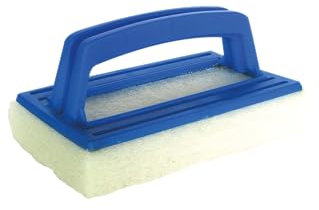 BSI - Eponge - Spécial Récurage - pour Nettoyer La Ligne d'eau De Votre Piscine - avec Poignée, 22,5, Blanc et Bleu