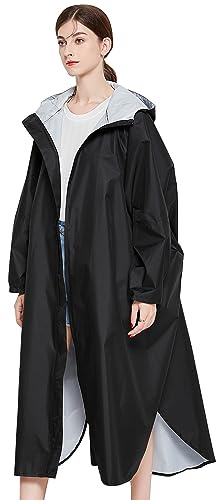 LHHMZ Poncho impermeabile da pioggia per le donne Giacche da pioggia leggere con cappuccio Impermeabili da pioggia lunghi all'aperto