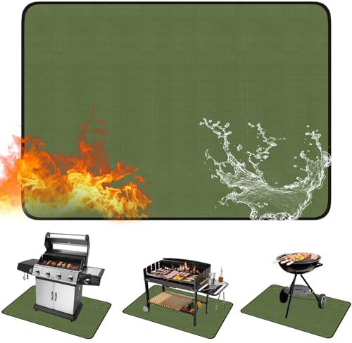 Esterilla para barbacoa, protección del suelo, alfombrilla para barbacoa exterior, base ignífuga, plegable, alfombrilla para chimenea, para césped, terraza
