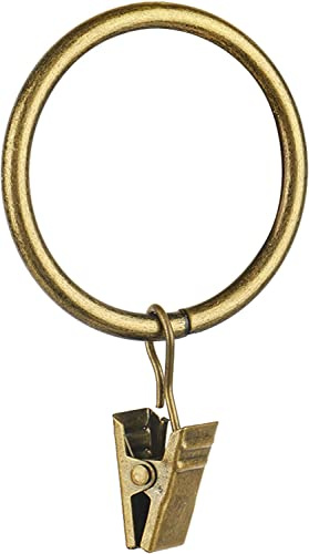 40 pièces de bagues de rideau de 2 pouces pour tringle à rideaux, anneau de rideau en laiton antique avec clips, crochets de tringle à rideaux décoratifs pour l'intérieur, pour salle de bain, salon et