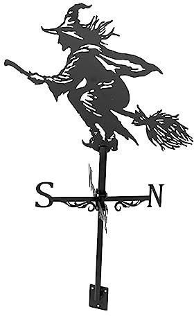 CANIGHT Wetterfahne im Vintage-Stil mit Hexen- Metalldachmontage Windanzeige-Set für Garten Pavillon