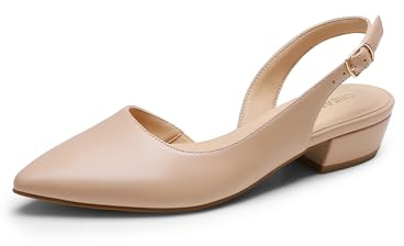 DREAM PAIRS Women‘s Slingback Flats Dress Shoes,Nude,6.5