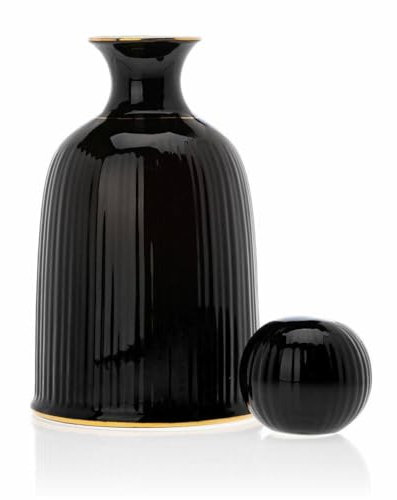 HowHomely Caraffa in ceramica con coperchio, 1,2 l, nera per acqua, tè freddo, vino, caffè, latte e succo, caraffa per acqua o vino, elegante brocca con coperchio (1200 ml)