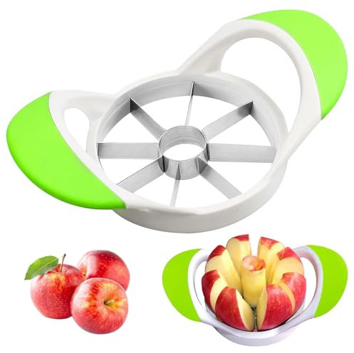 Qaestuan Taglia Mela a Spicchi, Taglia Mele, Tagliamela Spicchi Acciaio Inox, Affetta Torsolo Mela, Tagliafrutta, Frutta Apple Slicer Cutter, Affettatrice di Mele per la Casa e la Cucina (verde)