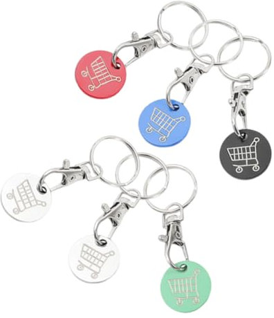 FUNNETOYU 6pezzi Portachiavi Gettone Per Carrello Della Spesa Da Inossidabile e Accessorio Pratico Per Supermercati e Famiglie
