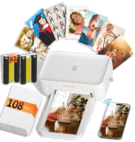 HPRT CP4100 4x6 Photo Printer with 108 Sheets & 2 Ribbons, Full-Color