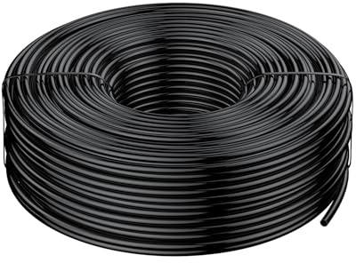 Pawfly 61 M Tubo de riego por goteo, 4-6 mm Tubería de distribución para sistema de riego, Línea de Micro PVC negro, Rollo de manguera para jardín, Pieza de riego por goteo