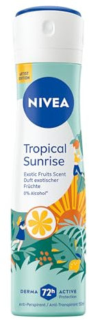 NIVEA Tropical Sunrise Artist Edition Deo Spray, Deodorant für 72h Anti-Transpirant-Schutz gegen Schweiß und Geruch, Deospray mit fruchtigem Duft (150ml)
