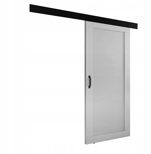 KIER FURNITURE Schiebetür Komplettset - Tür mit Laufschiene - Schiebetürsystem - Raumspartür - Innentüren - Sliding Door Set - Links & Rechts - Weiß - Breite 106 cm