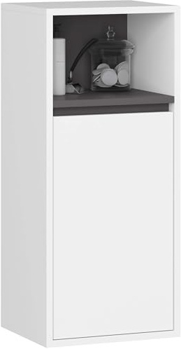 AKORD Badezimmer Hängeschrank VAMI 35 cm - Bad Hängeschrank 1 Tür 3 Regalböden - Hängeschränke fürs Bad - Wandschrank Hängend - Robuste - B35xH80xT30 cm - Weiß & Graphitgrau