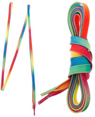Cabilock Cordones Encerados Impermeables para Patines de Hockey sobre Hielo, 213 Cm, Poliéster Plano Degradado Arcoíris, Resistentes Uso en Patinaje Interior y Exterior