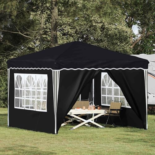 Ziaphsol Tente de fête pop-up anthracite en tissu Oxford - 288 x 288 x 245 cm - Réglable en hauteur sur 3 niveaux - Tente de réception résistante aux intempéries avec 4 parois latérales - Protection