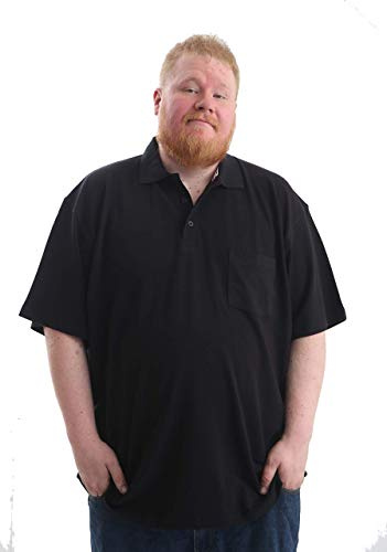 Louie James Big and Tall Size Plain Polo with Chest Pocket Cotton Rich T-Shirt Top Large Size Fit (Black, 8XL)…