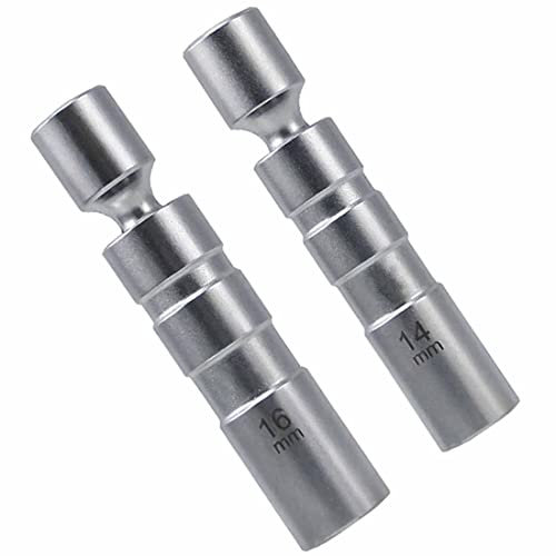 QISF 2 Stück Universal Flexibel Zündkerzenschlüssel Magnetisch Zündkerze Steckschlüssel Entferner Installer Werkzeug - 14 mm und 16mm