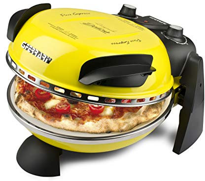 G3 Ferrari G10006 - Piedra refractaria única, Pizza Express Delizia, Horno Pizza, 1200W, 400°C, Amarillo