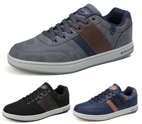 ARRIGO BELLO Casual Shoes Mens Trainers Walking Shoe Skate Athletic Formal Classic Sneakers Men Size 7-11UK, Dk Gray, Size 11
