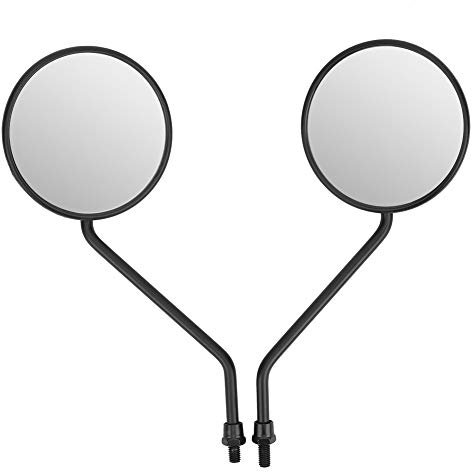Yctze 2Pcs 8mm/0.3in Rückspiegel Universal Retro Runde Seitenspiegel für Motorrad Elektro Fahrrad Roller 8 mm Runder Kunststoff-Rückspiegel Moped Spiegel