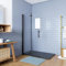 Walk in 2 hojas plegables baño con perfil negro mate,estilo industrial, 5 mm cristal templado, Easyclean,86x190cm
