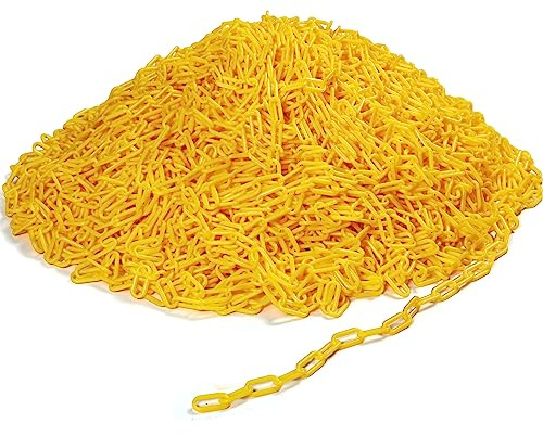 Geelin 600ft Plastic Barrier Chain Yellow Plastic Chain Links Weatherproof Safety Link Crowd Control Barriers Garden Fence Decoration