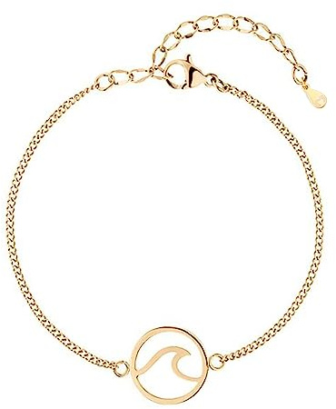 Bracelet femme original représentant une vague de mer. Bracelet en acier chirurgical plaqué or / argent pour femme, fille, idéal pour un cadeau de fête des mères, un anniversaire. Bijoux femme