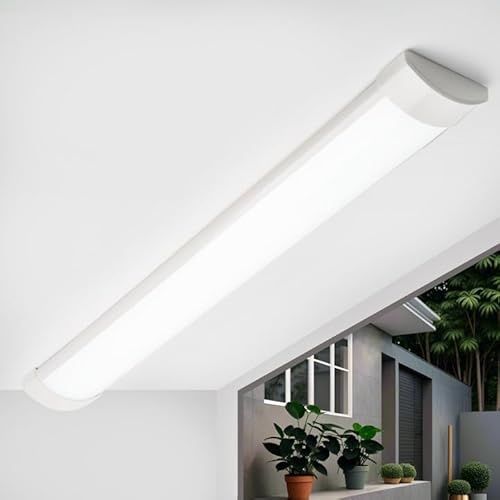 Qsmile LED-ljusremsa, 32 W, 3 550 lm, 1,2 m, trosvitt ljus 6500K, IP40 LED-rör, enkel installation, lämplig för hem och kontor, verkstad och garage.
