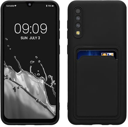 kwmobile Handyhülle kompatibel mit Samsung Galaxy A50 Hülle - Handy Cover mit Fach für Karten - in Schwarz