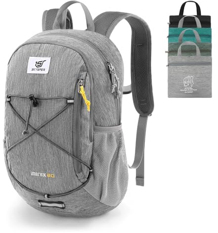 SKYSPER Mochila Plegable Ultraligera 20L, Mochila de Viaje con Cinturón Pectoral Mochila Pequeña Senderismo para Viaje Excursión