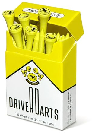 Driver Darts by P*ss Missile, Premium Bamboo Wood Golf Tees, 18 Count, 3.25 (83mm) Tee Length - Iconic Packging Style and Cool Organization - Fun Gift Ideas for Golfers