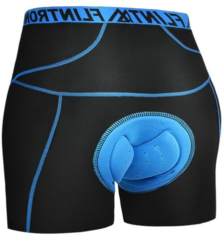 flintronic Hombres Ropa Interior de Bicicleta, Talla Extra Pantalón Corto de Ciclismo con 4D Gel Acolchado para Hombre, Antibacterianos, Transpirables, Calzoncillos Cortos de montaña, Negro, L