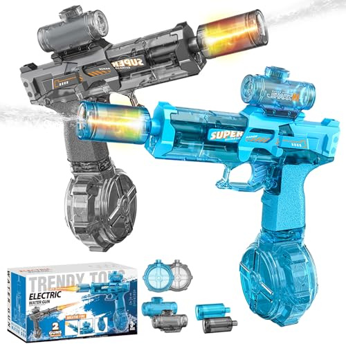 Electric Water Gun,Automatic Squirt Watergun Pistol with Led Lights,Long Range Motorized Water Guns,Electric Water Gun Large Capacity,Summer Outdoor Pool Beach Party Toys For Kids & Kidults (D)