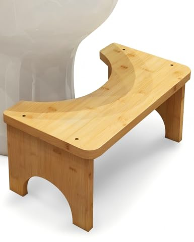 SeiriHelper Toilettenhocker aus Bambusholz für Erwachsene, Klohocker für verbesserten Stuhlgang, WC Hocker für bequemes Sitzen im Badezimmer (Holzfarbe)